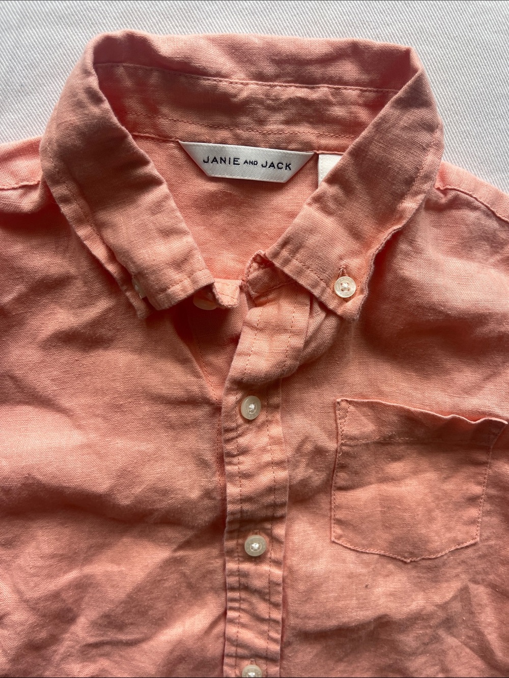 NWOT Janie and Jack Boys Size 6 Linen Short-Sleeve Button-Down Shirt - Picture 2 of 8